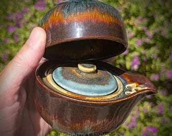 Handmade Teal & Bronze Mini Teapot Gaiwan