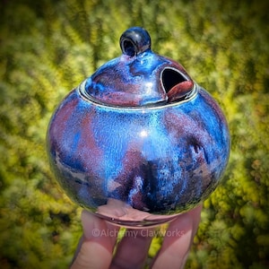 Handmade Cosmic Ceramic Jar with Spoon
