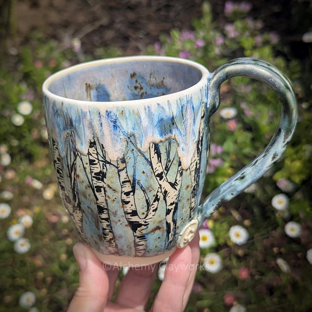 Tree Mug Patterns Handmade Birch Trees Mug - Etsy