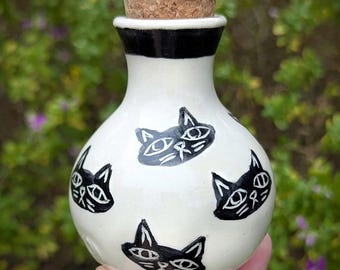 Handmade Black Cats Potion Bottle