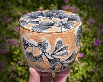 Handgemachte Gingko Blätter Französischer Buttertopf