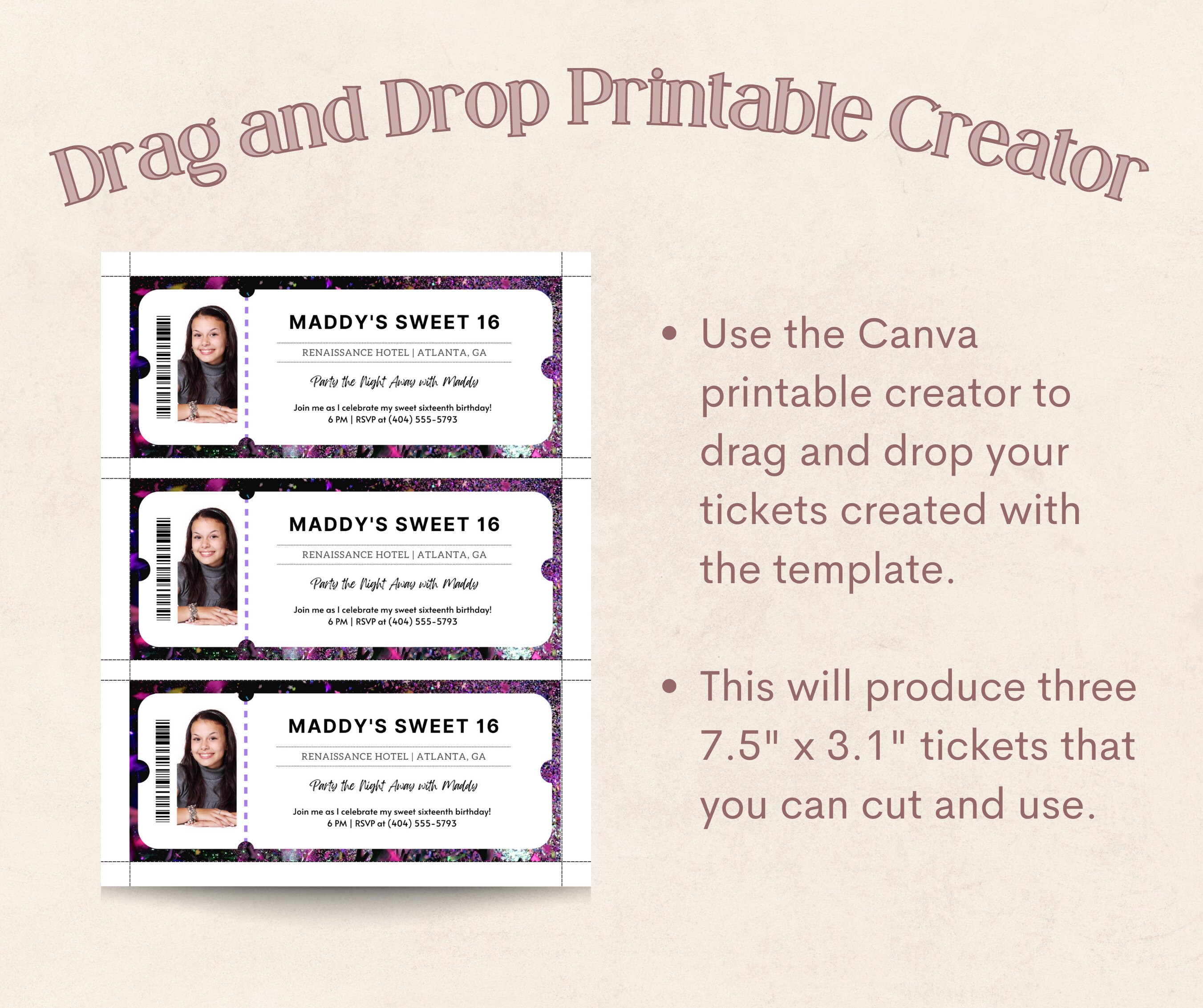 Editable Ticket Template and Printable Custom Concert Template ...