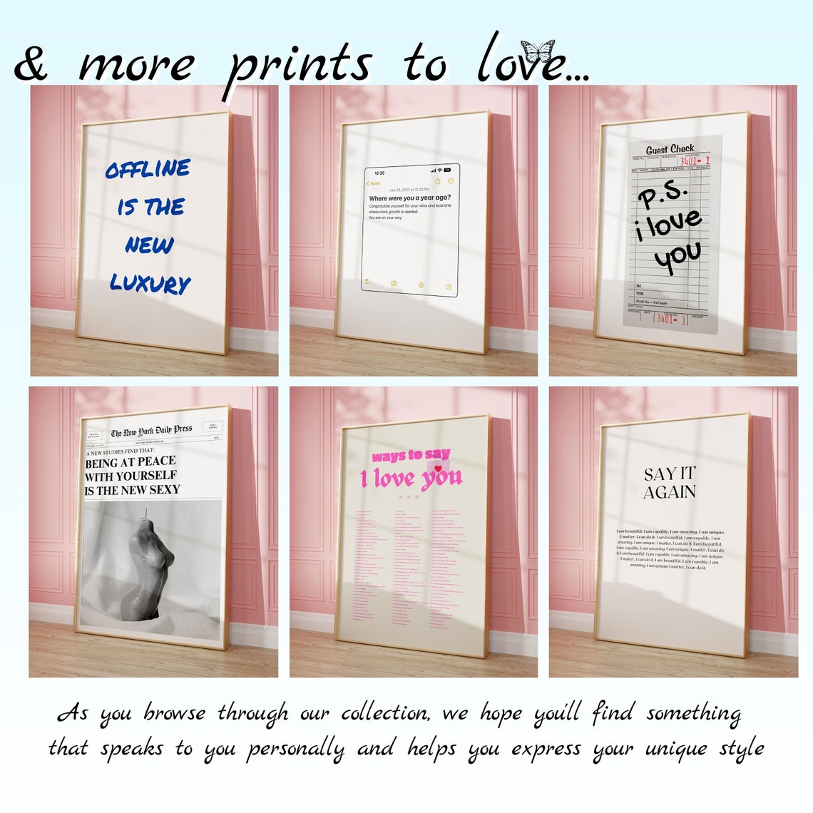 Preppy Wall Art Set of 3, Prints Wall Art Trendy Neutral, Trendy Wall ...