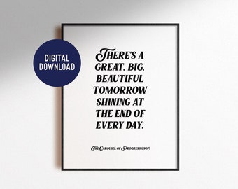 Digital Download Carousel of Progress Quote Print Tomorrow Walt Wall Art Minimal Modern Home Decor Magic Kid Nursery Poster Printable