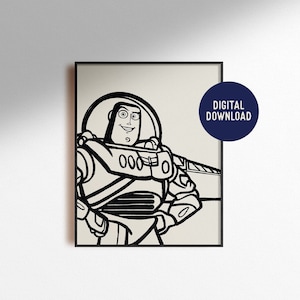 Digital Download Buzz Print Drawing Sketch Toy Story Pixar Movie Boho Chic Wall Art Home Decor Kid&#39;s Nursery Poster Instant Printable