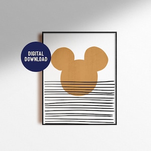 Digital Download Mickey Mouse Abstract Boho Print Minimal Mid Century Modern Lines Home Decor Magic Mountains Kids Nursery Poster Printable