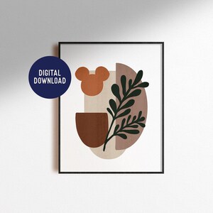 Mickey Mouse Plant Print, Minimal Boho Home Decor (Digital Download)
