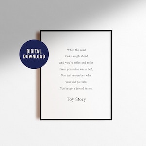 Digital Download Toy Story Friend In Me Musik Song Lyrics Movie Zitat Pixar Inspirational Boho Wandkunst Home Decor Kinderzimmer Poster Printable