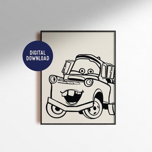 Digitale Download Mater Print Tekening Schets Auto's Karakter Film Boho Chic Wall Art Home Decor Kid's Nursery Poster Instant Printable