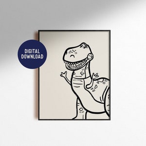 Digitaler Download Rex Druck Zeichnung Skizze Spielzeug Geschichte Pixar Movie Boho Chic Wandkunst Dinosaurier Home Dekor Kinderzimmer Poster Sofort druckbar