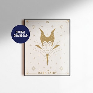 Descarga digital Maléfica Bella Durmiente Villano Tarot Cartas Halloween Impresiones Celestial Película Wall Art Espeluznante Decoración del hogar Póster Imprimible