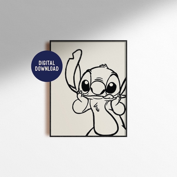 Digital Download Stitch Print Drawing Sketch Lilo and Stitch - Etsy