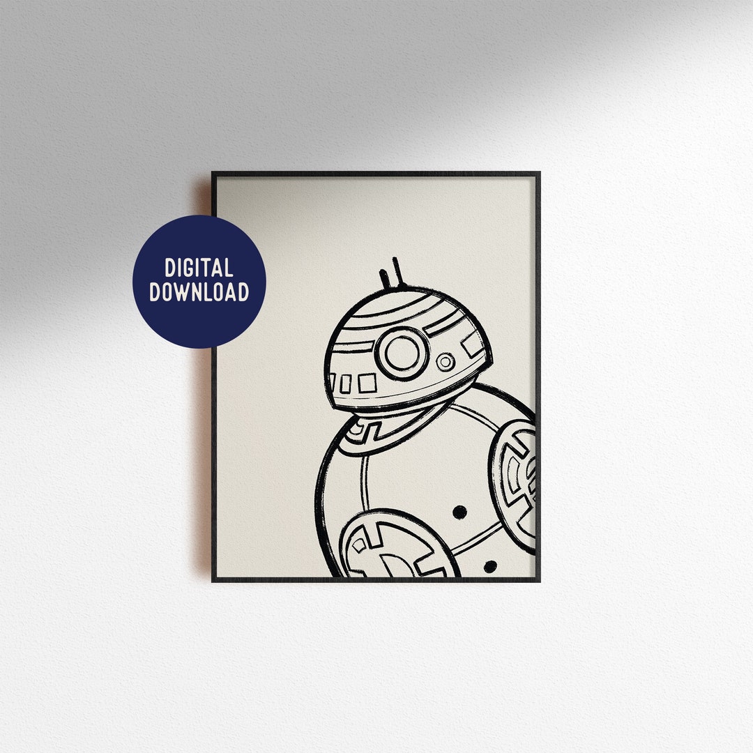 Digital Download BB-8 Print Drawing Sketch Star Wars Modern Boho Chic ...