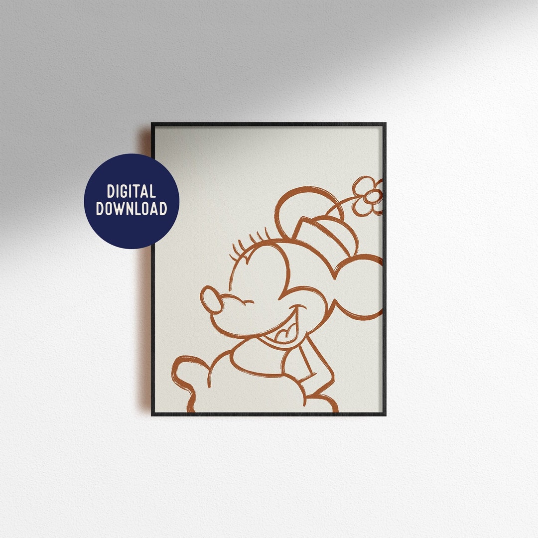 Digital Download Minnie Mouse Print Artwork Drawing Painting Sketch ...