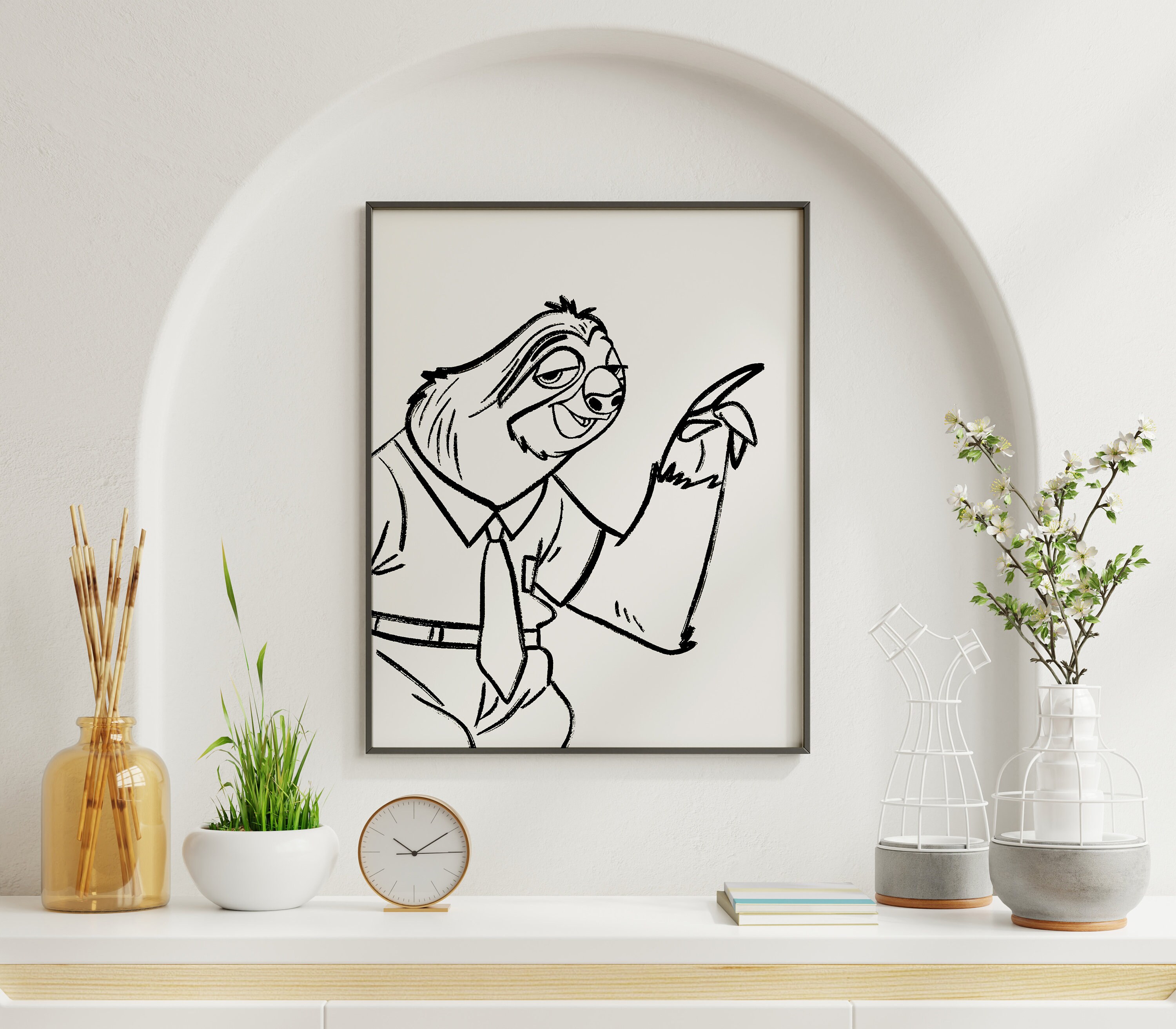Flash Sloth Digital Download Flash Sloth Zootopia Print Artwork Drawing Painting ...
