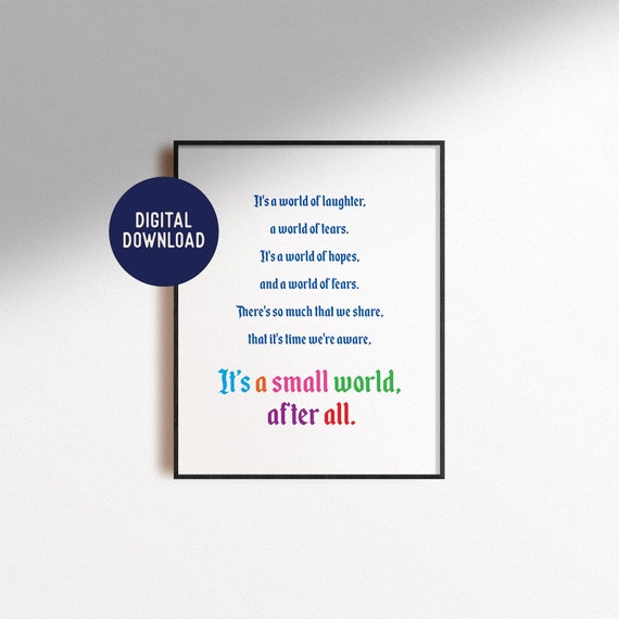 Digital Download Small World Print Music Lyrics Quote Magic | Etsy