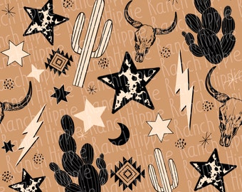 Western seamless pattern. Digital download only. Png file