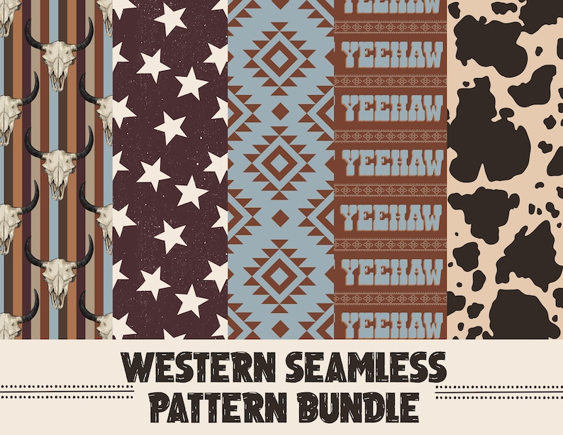 Western Seamless Pattern Bundle. Digital Download Only. Png File. 5 ...