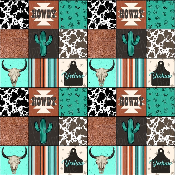 Western quilt style seamless pattern. Digital download only. Png file