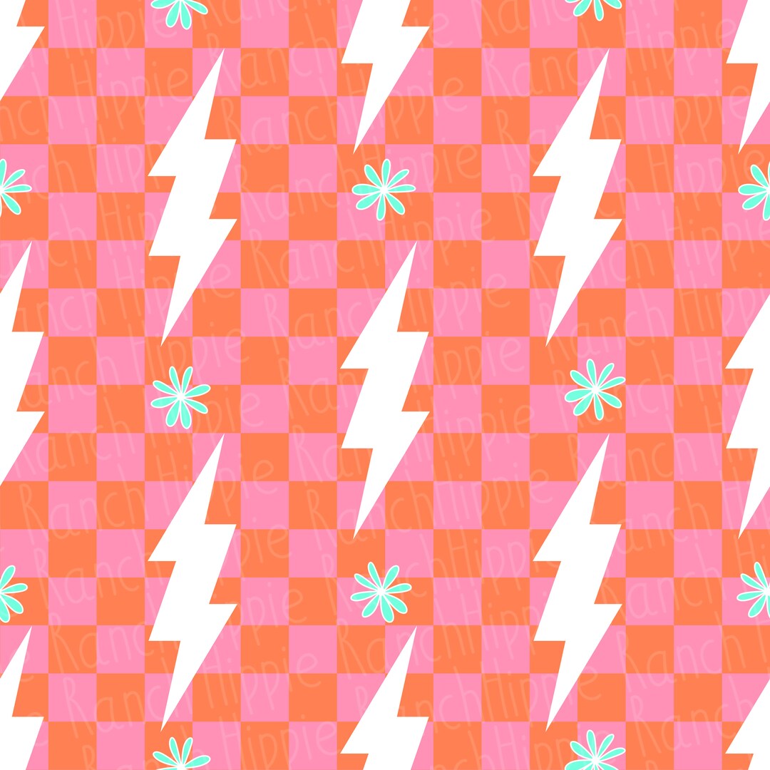 Checkered Lightning Bolt Seamless Pattern. Digital Download Only. Png ...