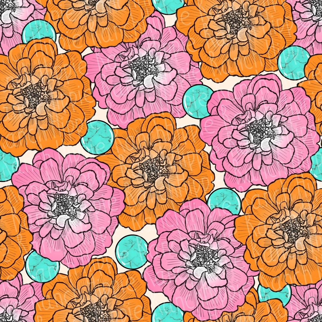 Floral Turquoise Seamless Pattern. Digital Download Only. Png File - Etsy