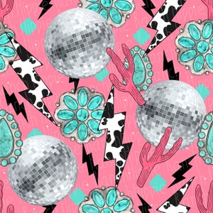 Western pink seamless pattern. Digital download only. Png file.