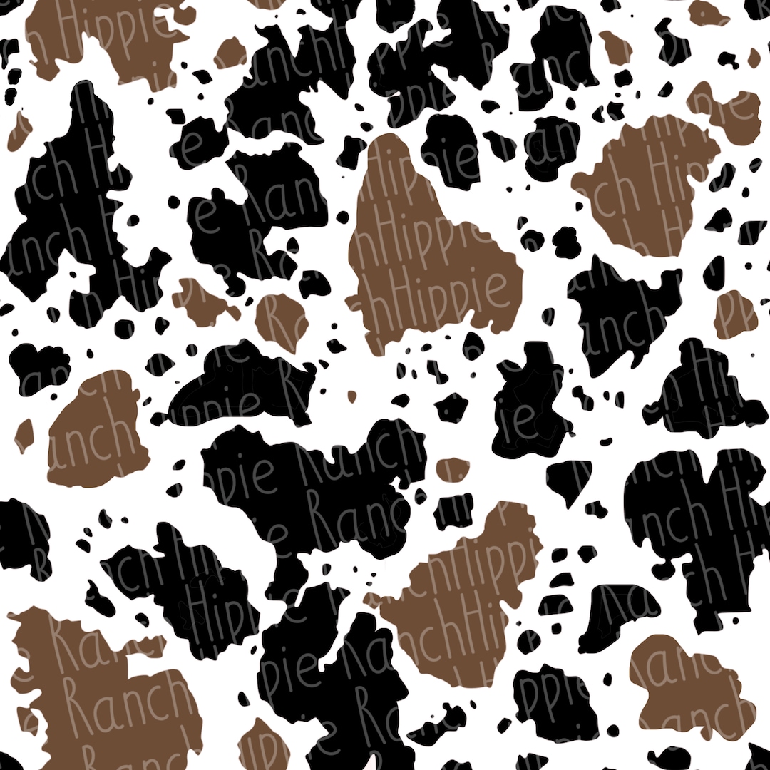 Black and brown cow print seamless pattern digital download only png