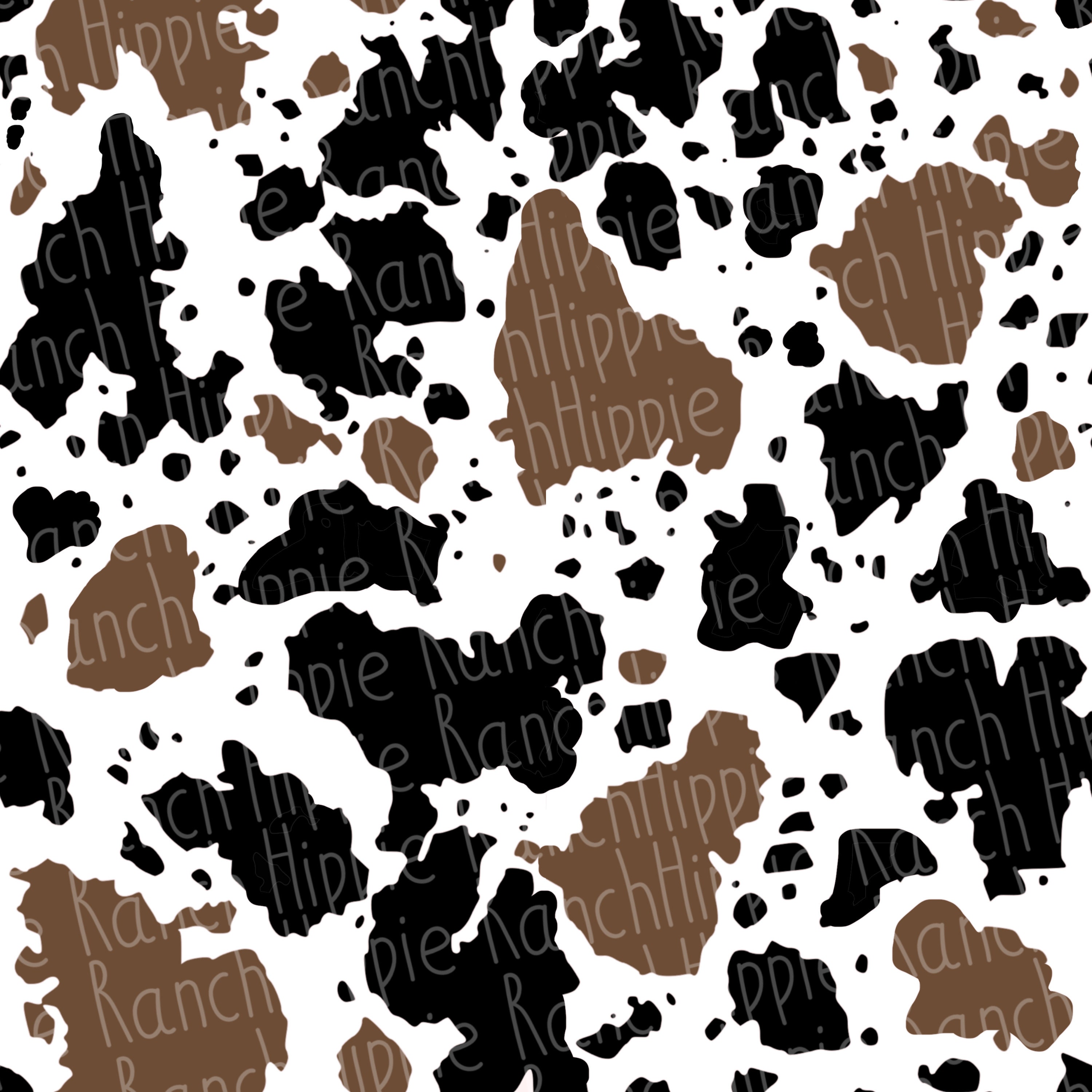 Black and Brown Cow Print Seamless Pattern . Digital Download 