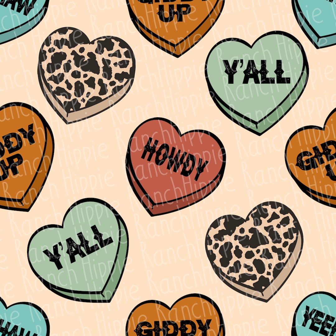 Western Valentine’s Day Seamless Pattern. Digital Download Only. PNG ...