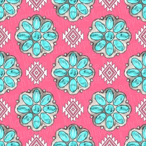 Western Turquoise seamless pattern. Digital download only. Png file