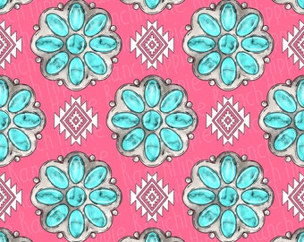 Western Turquoise seamless pattern. Digital download only. Png file