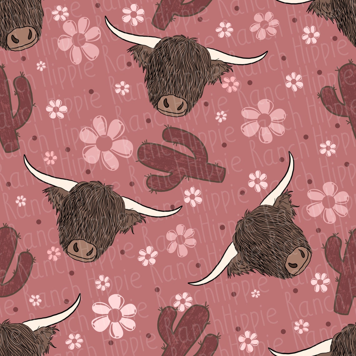 Highland Cow Seamless Pattern. Digital Download Only. Png File - Etsy