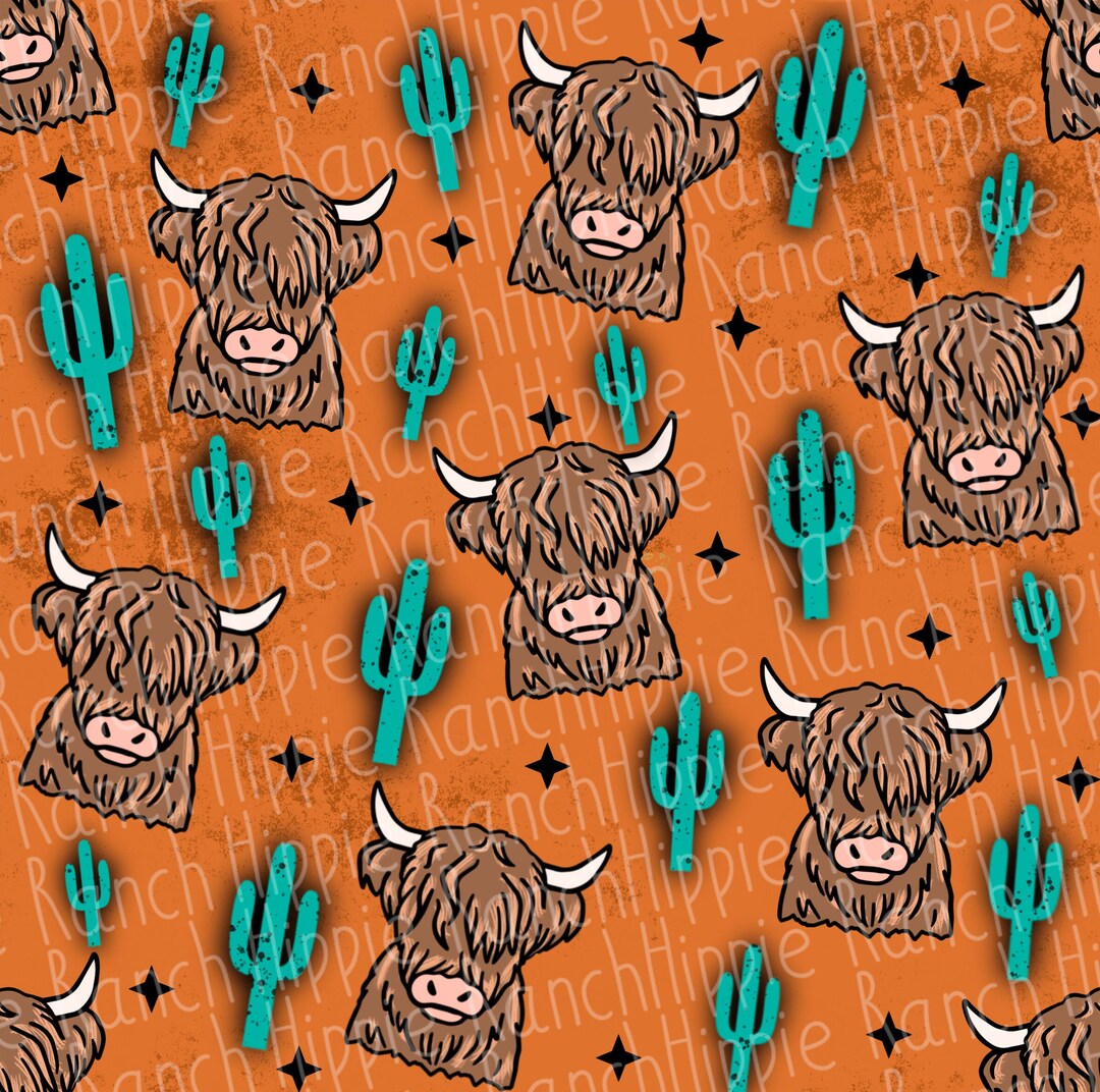 Highland Cow Seamless Pattern. Digital Download Only. Png File - Etsy