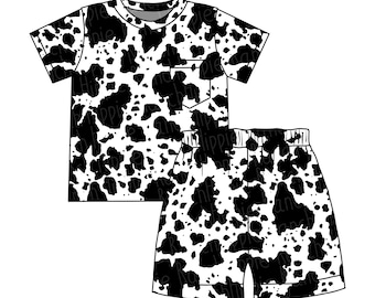 WDIRARA Women's Cartoon Cow Print Shorts & Tee Pajama Set – Black Skeleton Sleepwear, Size Small - View #7