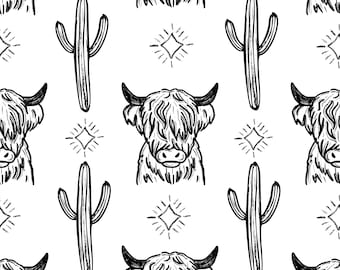 Highland cow seamless pattern. Digital download only. Png file