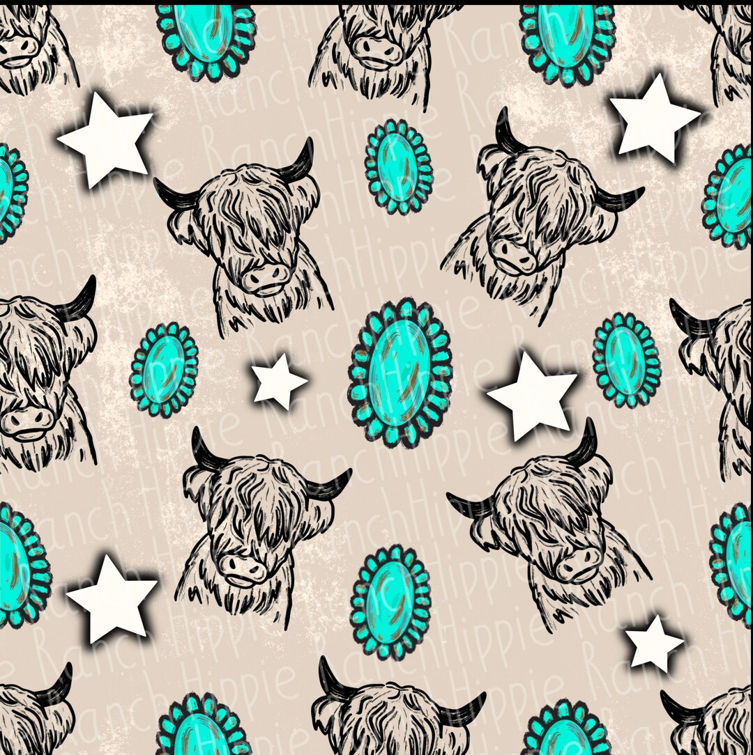 Highland Cow Seamless Pattern. Digital Download Only. Png File - Etsy