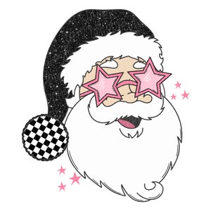 Christmas png design. Checkered pink Santa. Digital download only. Png file