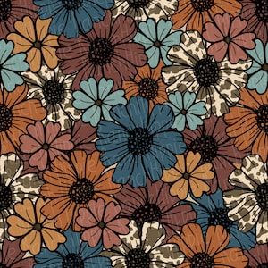 Cow print floral seamless pattern. Digital download only. PNG file
