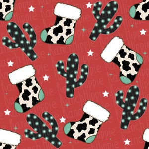 Western Christmas seamless pattern. Digital download only. Png file