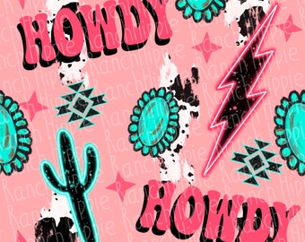 Howdy seamless pattern. Digital download only. Png file