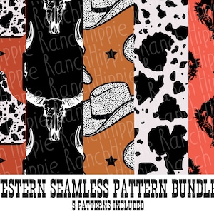 Western seamless pattern bundle. 5 patterns included. Digital downloads only. Png files