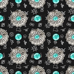Western seamless pattern. Turquoise cattle brand png. Digital download only. Png file