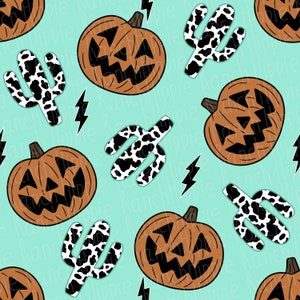 Western Halloween seamless pattern. Digital download only. Png file