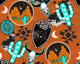Western seamless pattern. Digital download only. Png file