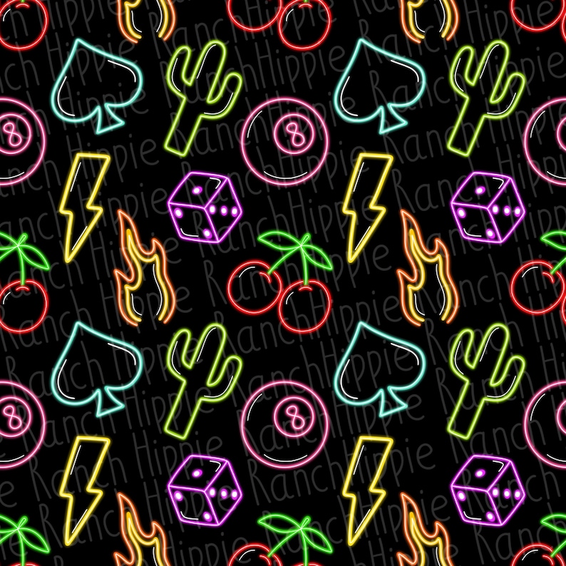 Western Neon Seamless Pattern. Western Summer Png. Digital Download ...