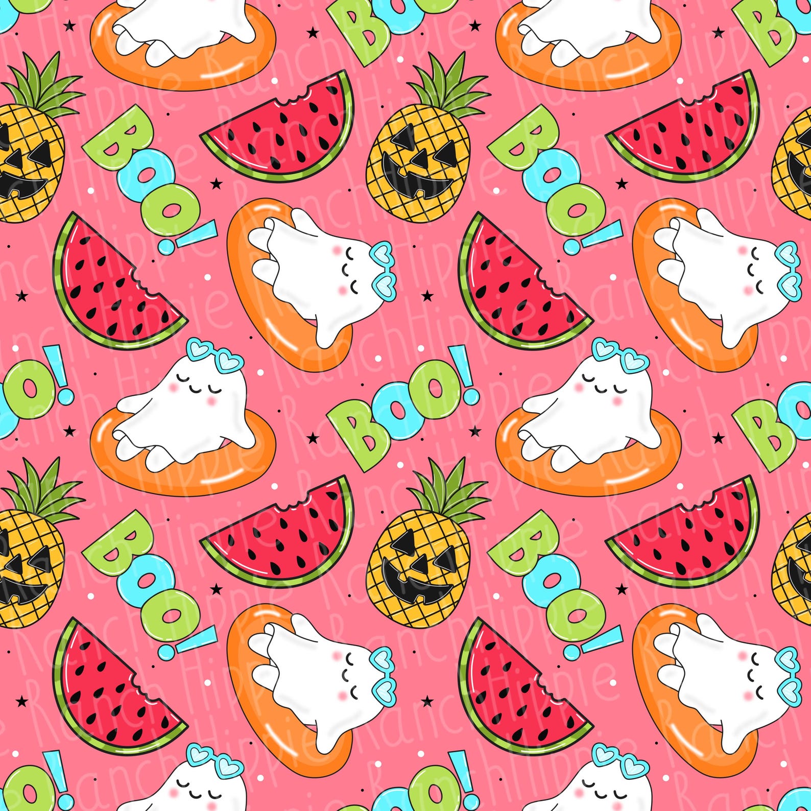 Summerween Seamless Pattern. Summer Png. Halloween Png. Digital ...