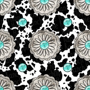 Western seamless pattern. Turquoise cow print png. Digital download only. Png file