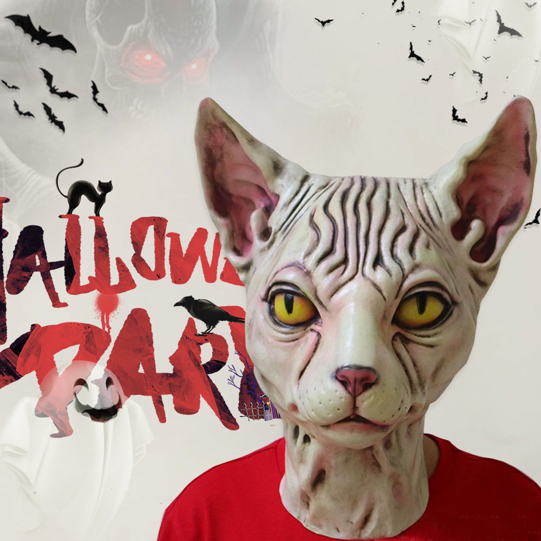 Halloween Sphynx Cat Mask Costumesphynx Cat Cosplayanimal Etsy