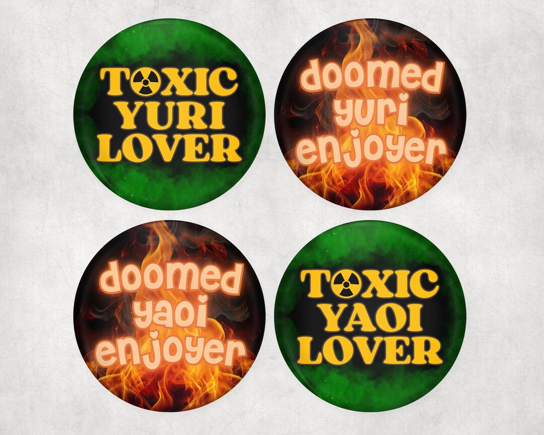 Doomed Toxic Yuri & Yaoi Pinback Buttons Etsy