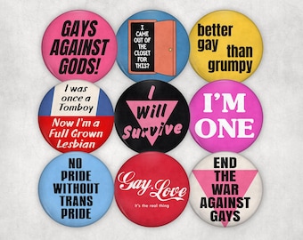 Gay Pride Pinback Buttons | Vintage Inspired LGBTQ+ Badges